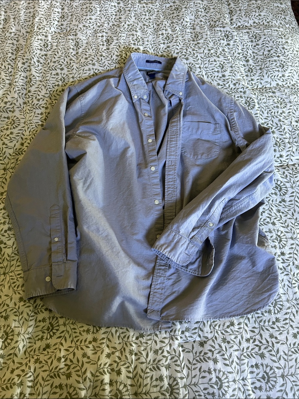 Lands' End Light Blue Men's Button-Down Casual Shirt